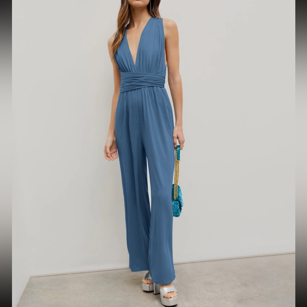 NWT - CIDER W Blue Jumpsuit with customizable straps. Size S.